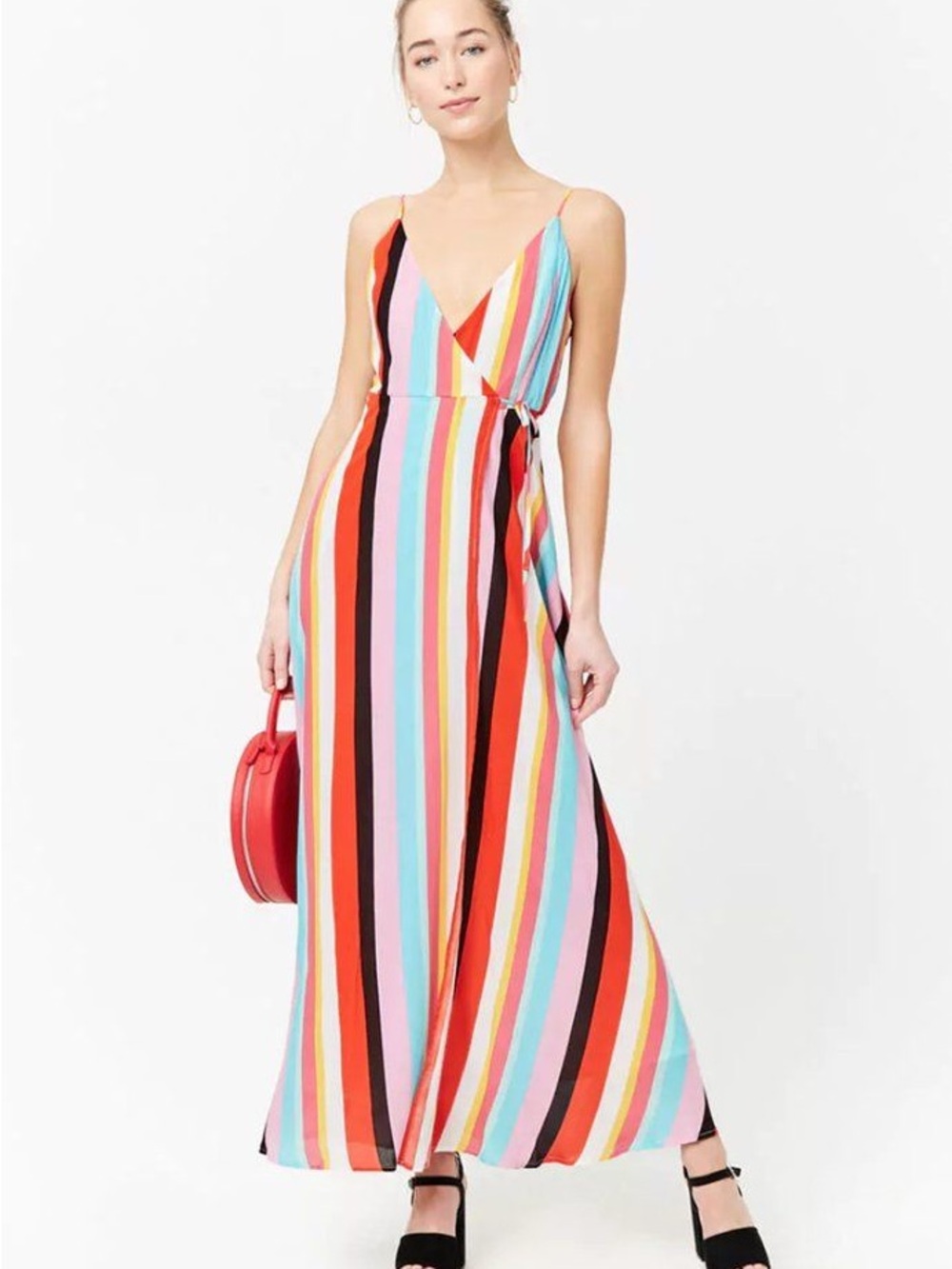 Forever 21 Multi-Color Stripe Wrap Maxi Dress
